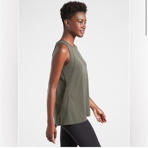 Athleta Foothill Seamless Split Tie Back Tank Sz XS Dark Green